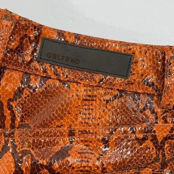 GRLFRND Shiloh leather orange snakeskin embossed ankle straight leg new 24 - Picture 7 of 7